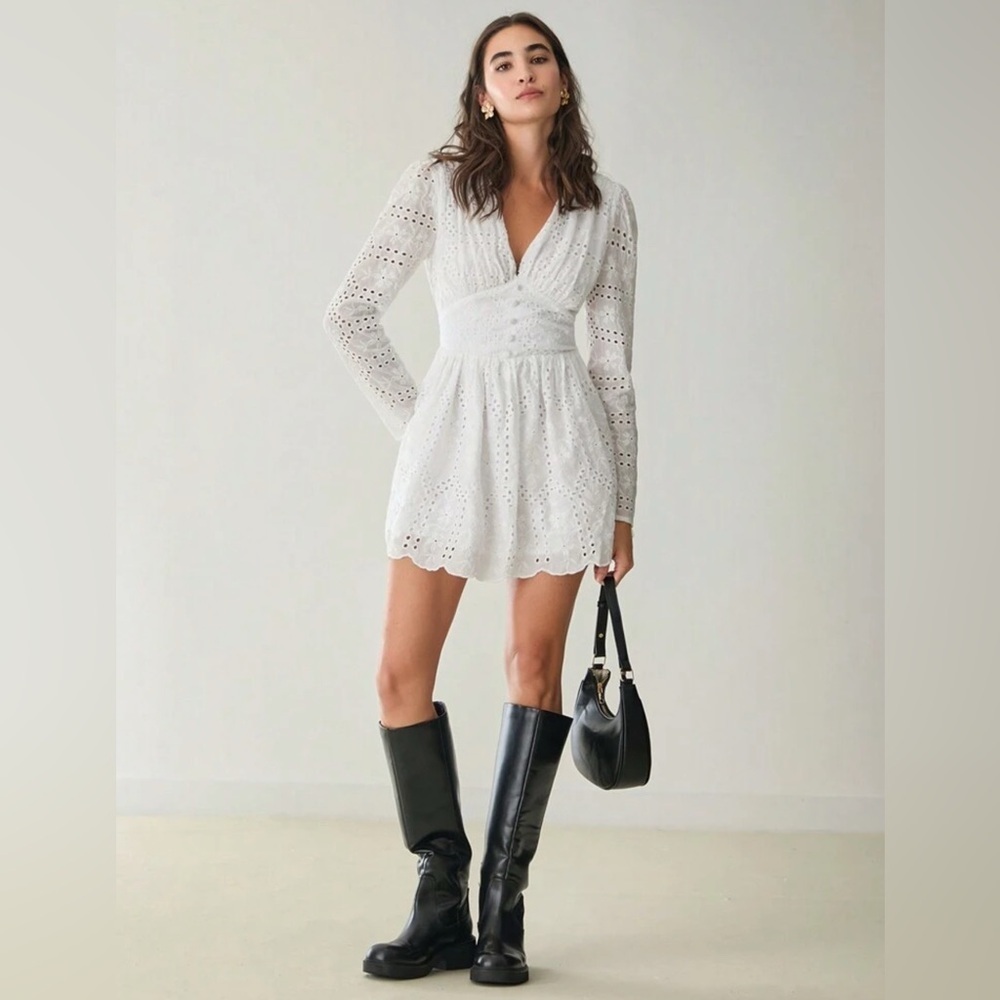 Never Worn Elegant White Eyelet Dress - Picture 5 of 14